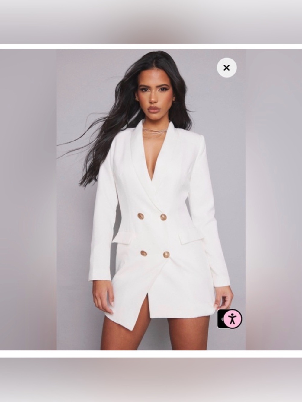 PrettyLittleThing White Blazer Dress with Contrast Black Label